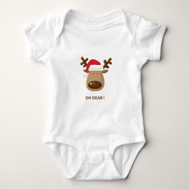 Body Para Bebê Oh Dear! Funny Reindeer Holiday Gift for moms (Frente)