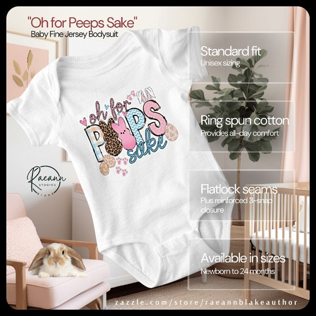 Body Para Bebê "Oh for Peeps Sake" Baby Fine Jersey Bodycase (Criador carregado)