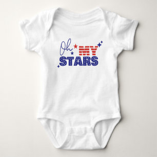Body Para Bebê Oh, minhas estrelas bandeira dos EUA
