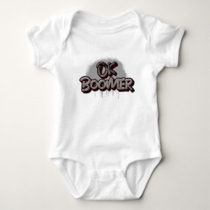 Body Para Bebê Ok Boomer em Grafite Preto
