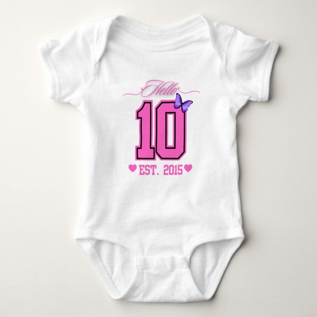 Body Para Bebê Olá, 10 Dígitos, Coquete 10, Garota de Aniversário (Frente)