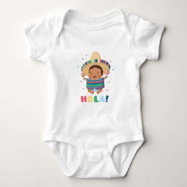Body Para Bebê Olá Bebe Mexicano Bonito Festa de Menino (Frente)