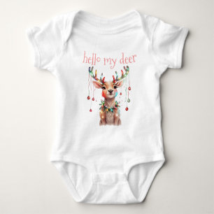 Body Para Bebê Olá Deer Whimsy Reindeer e Luzes de Natal