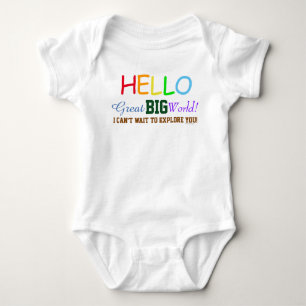 Body Para Bebê Olá Excelente Grande Mundo Cotovelo-Arco-Íris Colo