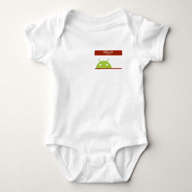 Body Para Bebê olá! meu nome é Android (Frente)