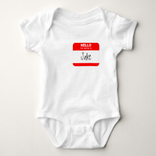 Body Para Bebê Olá, Meu nome é ... (vermelho)