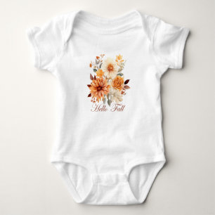 Body Para Bebê Olá outono Aquarela flores silvestres folhas outon