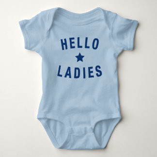 Body Para Bebê Olá Senhoras, Criança de Design em Azul