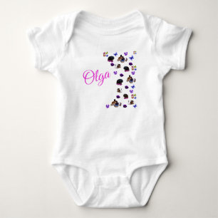 Body Para Bebê "Olga" Nome Com Roupas De Bebê Bodysuit Porquinhos