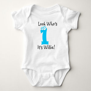 Body Para Bebê Olhe quem é 1 Tshirt customizável do aniversário