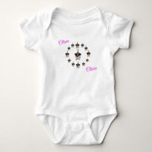 Body Para Bebê "Olivia" Nome Com Fox Terriers, Bodysuit De Bebê
