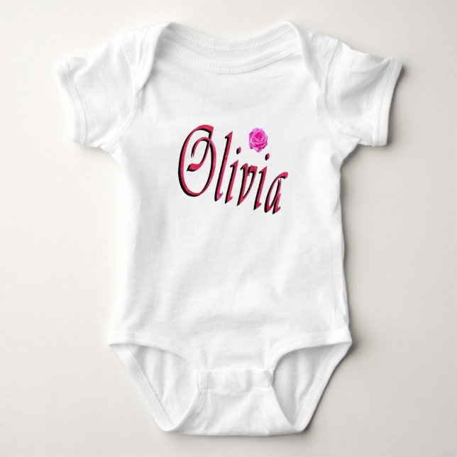 Body Para Bebê Olivia Nome Logo, Bodysuit Bebê (Frente)