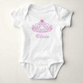 Body Para Bebê Olivia, Princesa Rosa, Tee Bebê, Adicione O Nome D