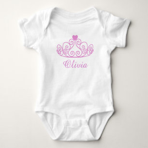 Body Para Bebê Olivia, Princesa Rosa, Tee Bebê, Adicione O Nome D