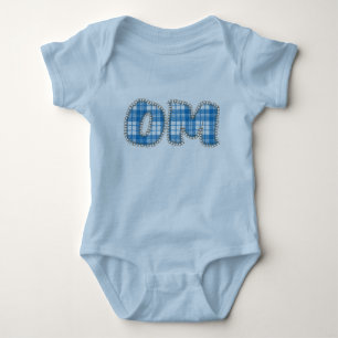 Body Para Bebê Om - Xadrez Azul - Roupas De Ioga De Bebê