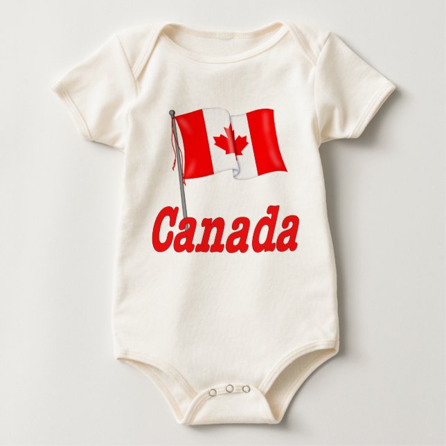 Body Para Bebê Onda de bandeira canadense (Frente)