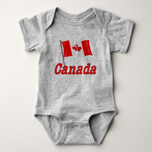 Body Para Bebê Onda de bandeira canadense (Frente)