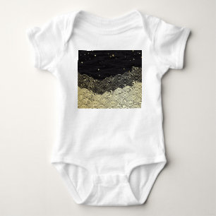 Body Para Bebê onda de ouro, textura em papel.