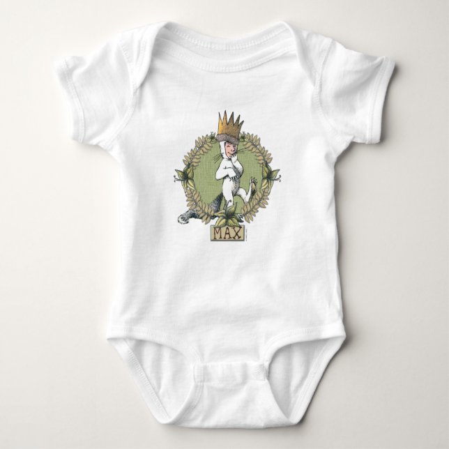 Body Para Bebê Onde Vivem os Monstros | Crachá do Max (Frente)