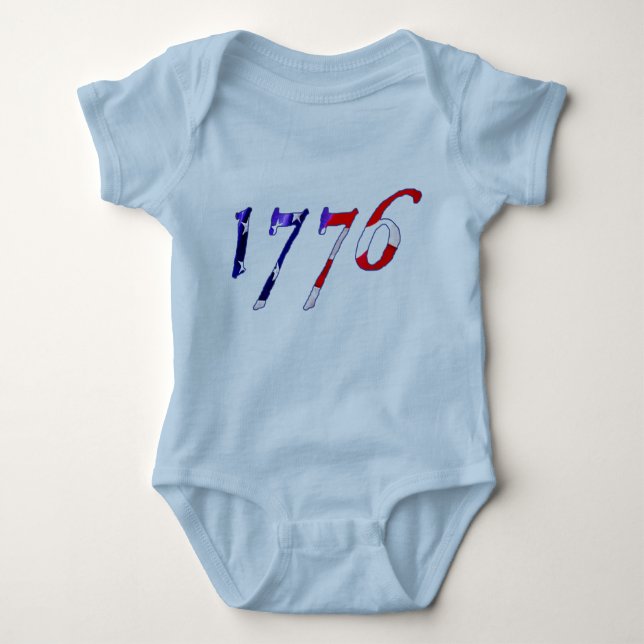 Body Para Bebê Onsie do bebê de 1776 estrelas & de listras (Frente)