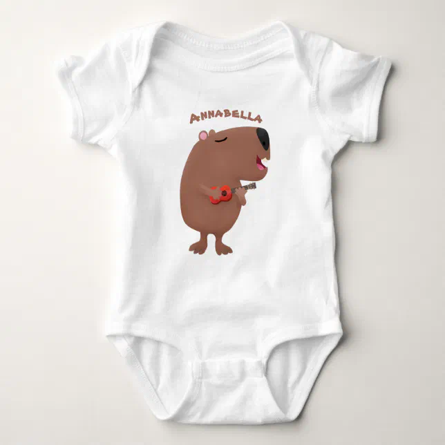 Etiqueta De Nome Óptica desenho animado de capybara ukulele