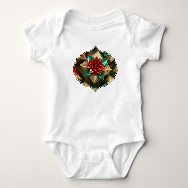 Body Para Bebê Opulência de Yuletide: Segmentos de Ouro do Natal (Frente)