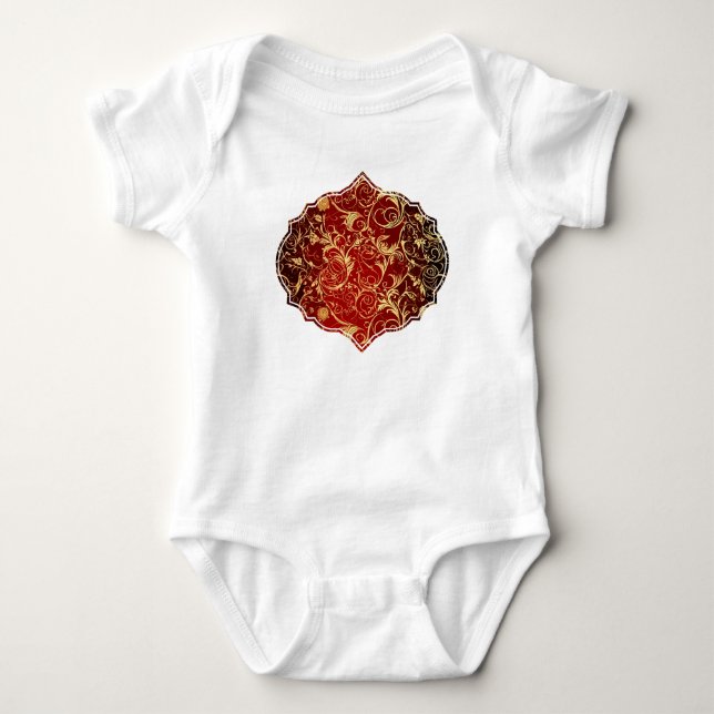 Body Para Bebê Opulência de Yuletide: Segmentos de Ouro do Natal (Frente)