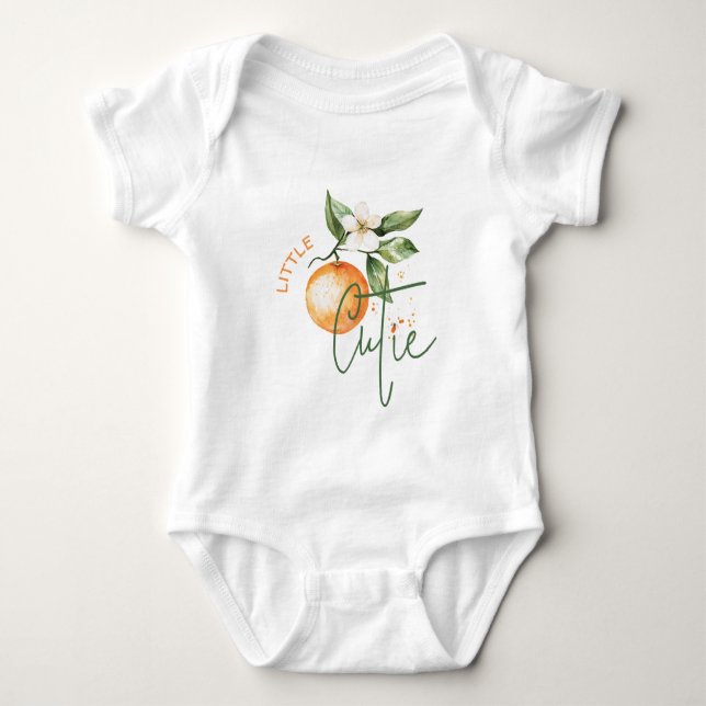 Body Para Bebê Orange Citrus Little Cutie Baby Shower Gift Tshirt (Frente)