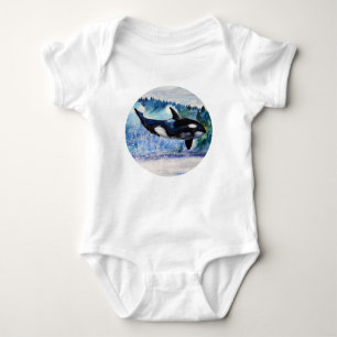 Body Para Bebê Orca Whale Art Baby Bodydress