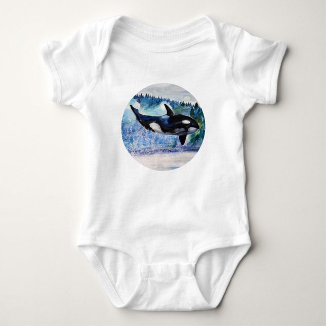 Body Para Bebê Orca Whale Art Baby Bodydress (Frente)