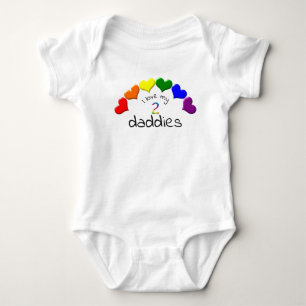 Body Para Bebê Orgulho gay Baby I Love My 2 Pais Rainbow Hearts