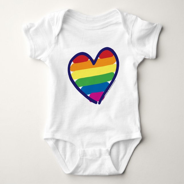 Body Para Bebê Orgulho gay Rainbow Heart (Frente)