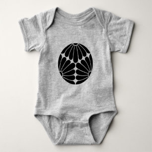 Body Para Bebê Oriental Black Kiku Chrysanthemum Mon Kamon Art