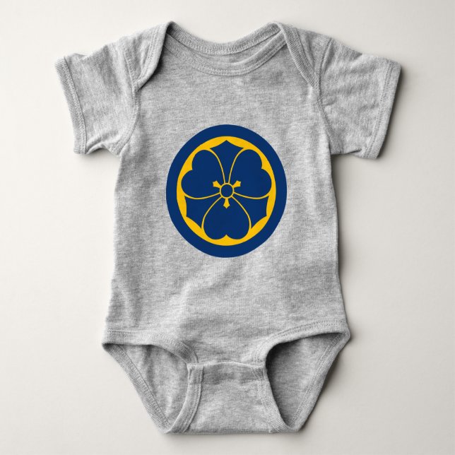 Body Para Bebê Oriental Yellow Blue Sakai Japão Mon Vetor Art (Frente)