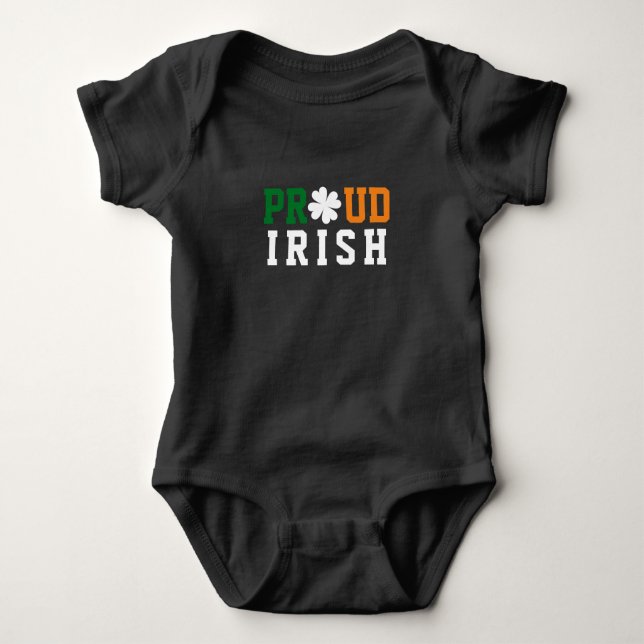 Body Para Bebê Ororgulhoso Irlandês Shamrock Lucky Clover Cote Co (Frente)