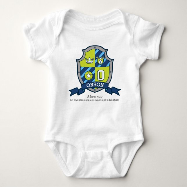 Body Para Bebê Orson boys name & significado urso knights shield (Frente)