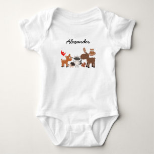 Body Para Bebê Os animais da floresta personalizaram a camisola