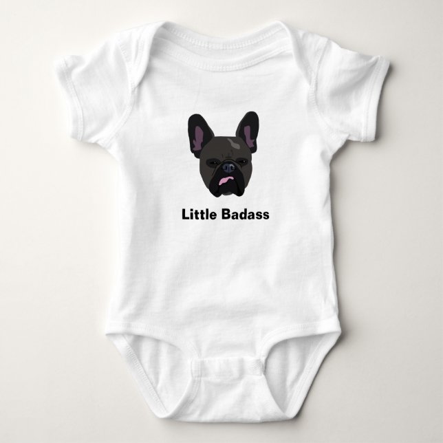 Body Para Bebê "Os badass pequenos bonitos" enegrecem o buldogue (Frente)