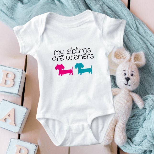 Body Para Bebê Os meus irmãos são os Wieners Dachshund Baby Outfi (wiener dog themed baby nursery)