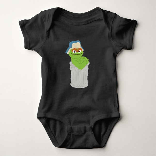 Body Para Bebê Oscar, o Grouch Trash Can Lean (Frente)
