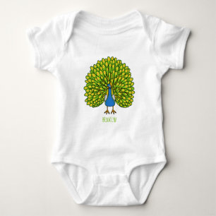 Body Para Bebê Ótima ilustração de pássaro pavão brilhante