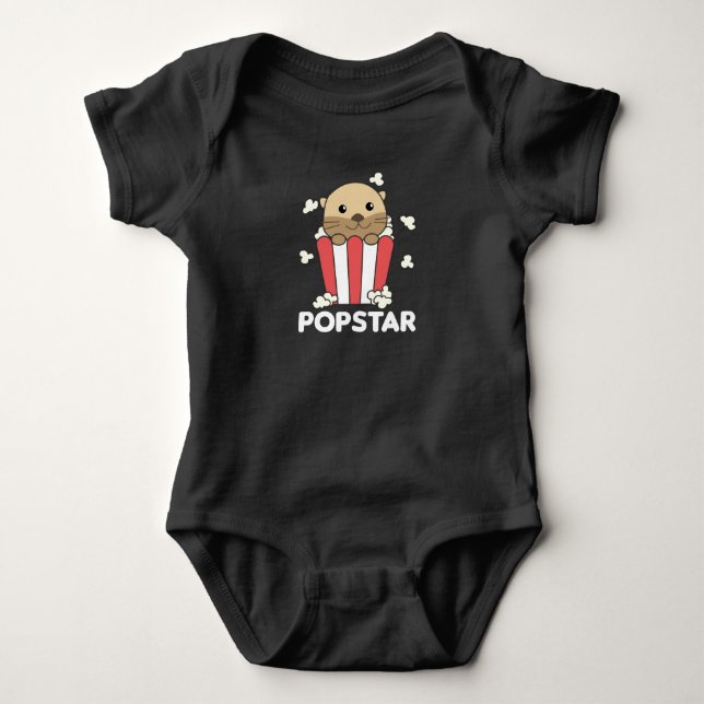 Body Para Bebê Otter Popcorn Pop Star Poppin Funny (Frente)