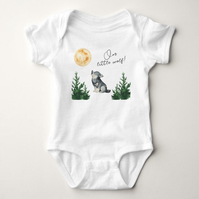 Body Para Bebê Our Little Wolf Baby Shower  (Frente)