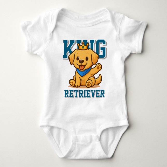 Body Para Bebê Ouro Bonito Retriever Unisex Homem Mulher Vestida (Frente)