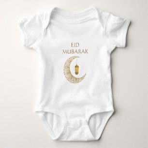 Body Para Bebê Ouro Crescente Lua e Lanterna Eid Mubarak Islâmico