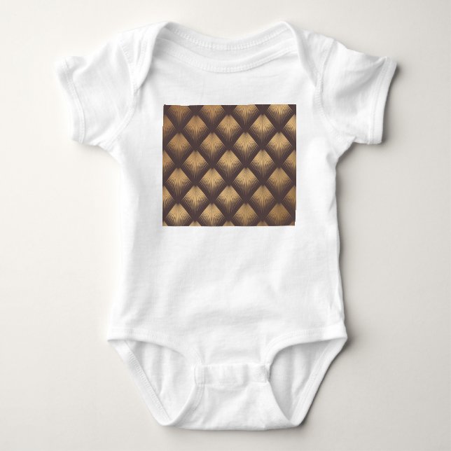Body Para Bebê Ouro de Art Deco: Minimalístico sem costura (Frente)