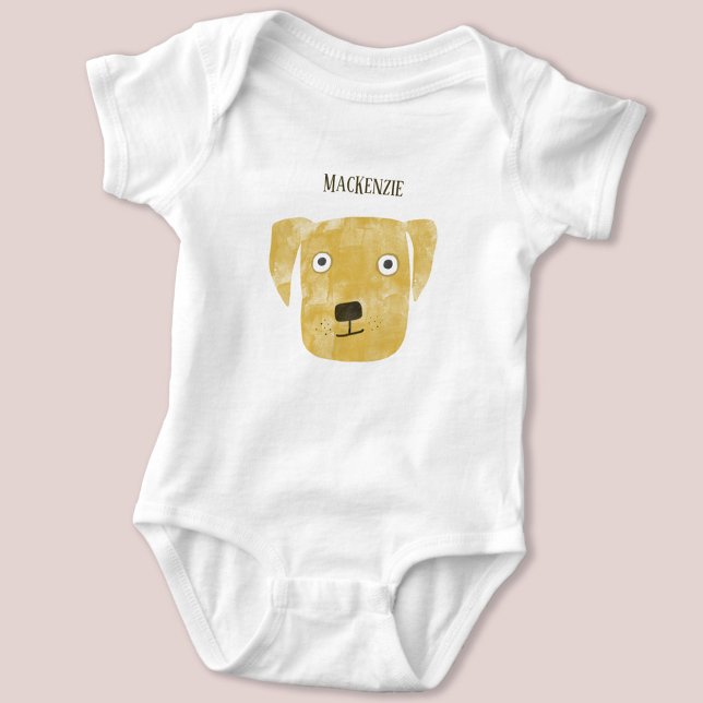 Body Para Bebê Ouro Engraçado, Labrador Retriever Dog Personaliza (Golden Labrador Retriever dog personalized custom name baby bodysuit)