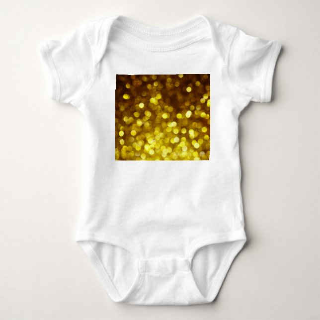 Body Para Bebê Ouro: textura festiva de Natal. (Frente)