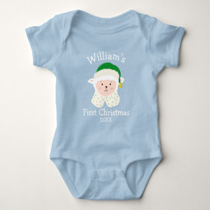 Body Para Bebê Ovelha de Natal Personalizada para Bebê Vestindo C