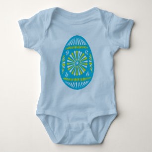 Body Para Bebê ovo de Páscoa decorado com pasta azul